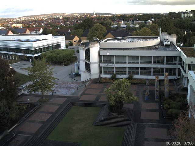 Foto der Webcam: Verwaltungsgeb&auml;ude, Innenhof mit Audimax, H&ouml;rsaal-Geb&auml;ude 1
