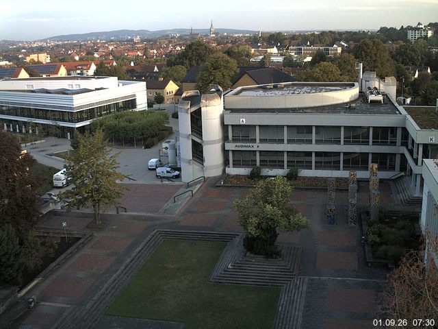Foto der Webcam: Verwaltungsgeb&auml;ude, Innenhof mit Audimax, H&ouml;rsaal-Geb&auml;ude 1