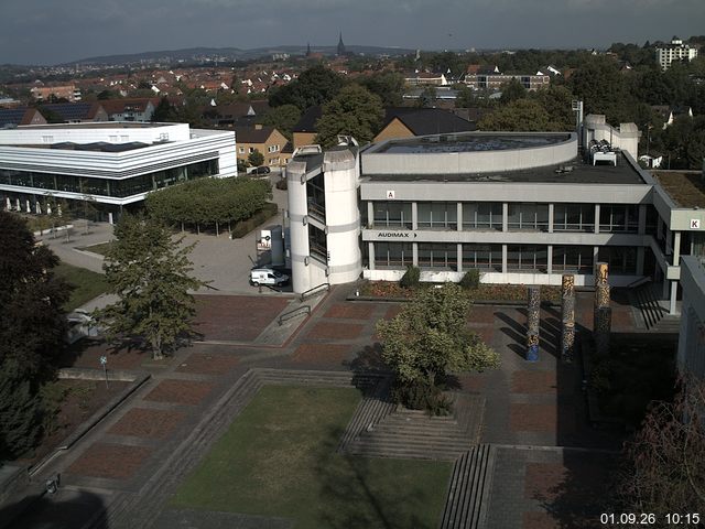 Foto der Webcam: Verwaltungsgeb&auml;ude, Innenhof mit Audimax, H&ouml;rsaal-Geb&auml;ude 1