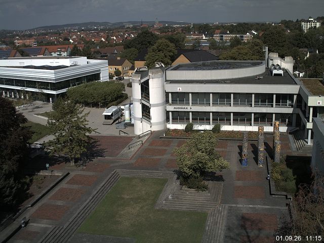 Foto der Webcam: Verwaltungsgeb&auml;ude, Innenhof mit Audimax, H&ouml;rsaal-Geb&auml;ude 1