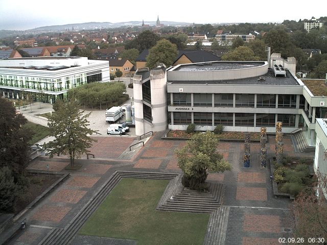 Foto der Webcam: Verwaltungsgeb&auml;ude, Innenhof mit Audimax, H&ouml;rsaal-Geb&auml;ude 1