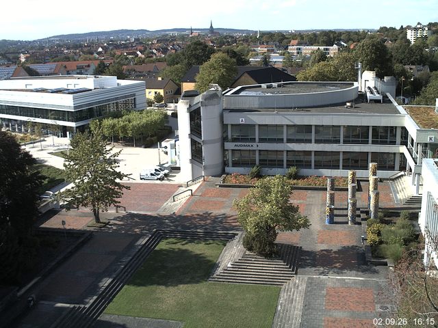 Foto der Webcam: Verwaltungsgeb&auml;ude, Innenhof mit Audimax, H&ouml;rsaal-Geb&auml;ude 1