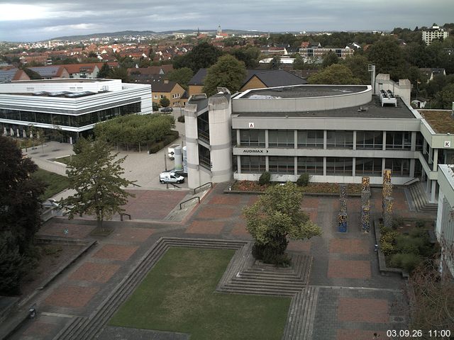 Foto der Webcam: Verwaltungsgeb&auml;ude, Innenhof mit Audimax, H&ouml;rsaal-Geb&auml;ude 1