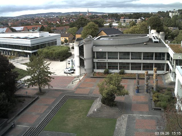 Foto der Webcam: Verwaltungsgeb&auml;ude, Innenhof mit Audimax, H&ouml;rsaal-Geb&auml;ude 1
