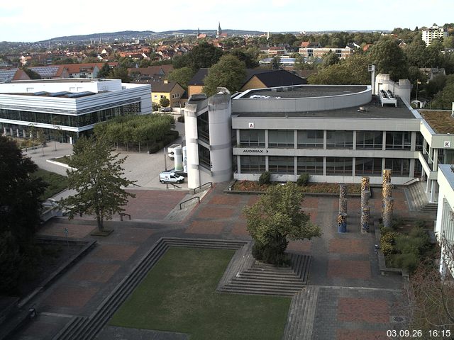 Foto der Webcam: Verwaltungsgeb&auml;ude, Innenhof mit Audimax, H&ouml;rsaal-Geb&auml;ude 1