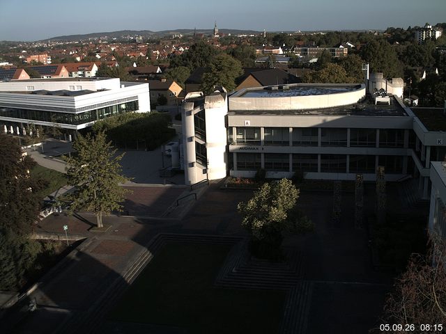 Foto der Webcam: Verwaltungsgeb&auml;ude, Innenhof mit Audimax, H&ouml;rsaal-Geb&auml;ude 1