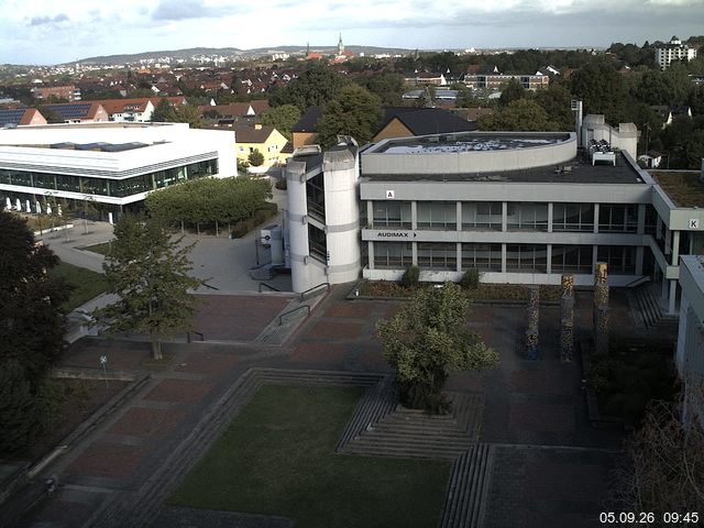Foto der Webcam: Verwaltungsgeb&auml;ude, Innenhof mit Audimax, H&ouml;rsaal-Geb&auml;ude 1