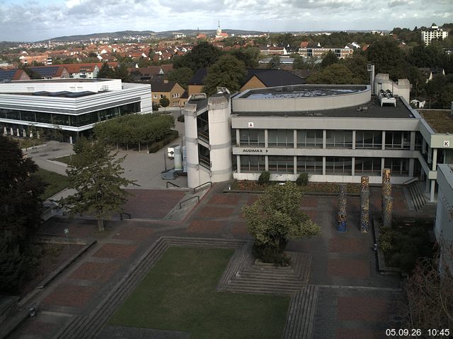 Foto der Webcam: Verwaltungsgeb&auml;ude, Innenhof mit Audimax, H&ouml;rsaal-Geb&auml;ude 1