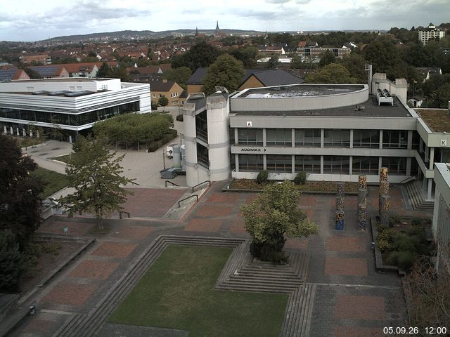 Foto der Webcam: Verwaltungsgeb&auml;ude, Innenhof mit Audimax, H&ouml;rsaal-Geb&auml;ude 1