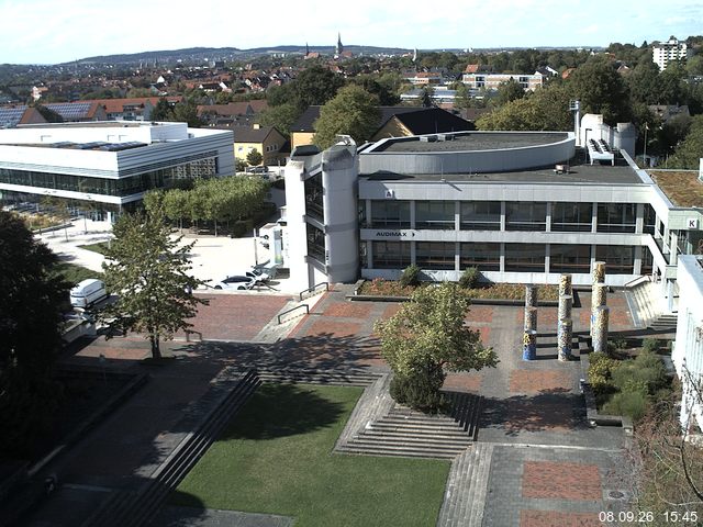 Foto der Webcam: Verwaltungsgeb&auml;ude, Innenhof mit Audimax, H&ouml;rsaal-Geb&auml;ude 1