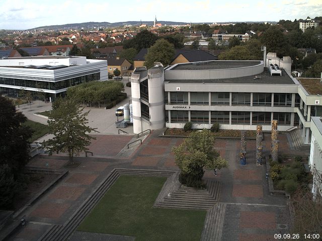 Foto der Webcam: Verwaltungsgeb&auml;ude, Innenhof mit Audimax, H&ouml;rsaal-Geb&auml;ude 1
