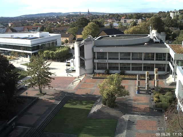 Foto der Webcam: Verwaltungsgeb&auml;ude, Innenhof mit Audimax, H&ouml;rsaal-Geb&auml;ude 1