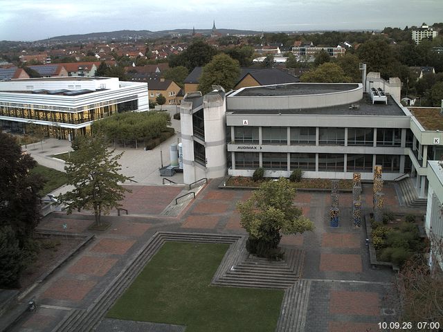 Foto der Webcam: Verwaltungsgeb&auml;ude, Innenhof mit Audimax, H&ouml;rsaal-Geb&auml;ude 1