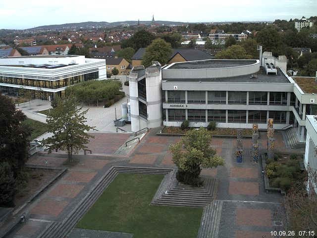 Foto der Webcam: Verwaltungsgeb&auml;ude, Innenhof mit Audimax, H&ouml;rsaal-Geb&auml;ude 1