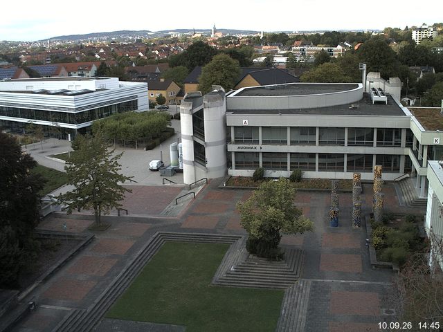 Foto der Webcam: Verwaltungsgeb&auml;ude, Innenhof mit Audimax, H&ouml;rsaal-Geb&auml;ude 1