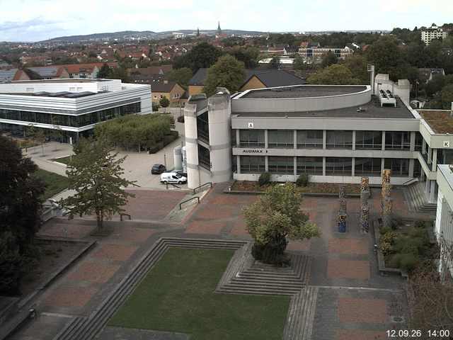 Foto der Webcam: Verwaltungsgeb&auml;ude, Innenhof mit Audimax, H&ouml;rsaal-Geb&auml;ude 1