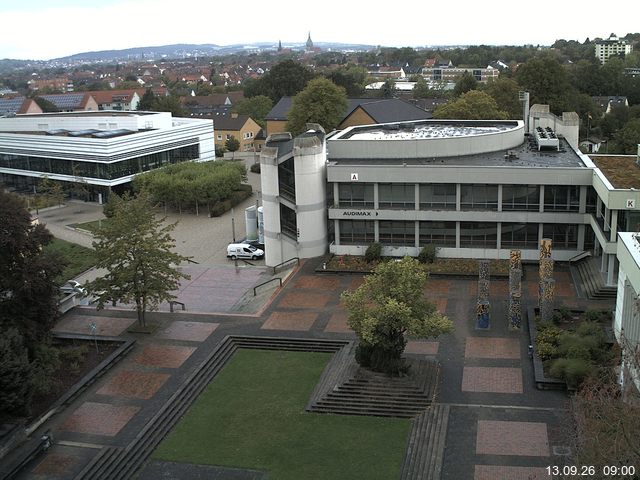 Foto der Webcam: Verwaltungsgeb&auml;ude, Innenhof mit Audimax, H&ouml;rsaal-Geb&auml;ude 1