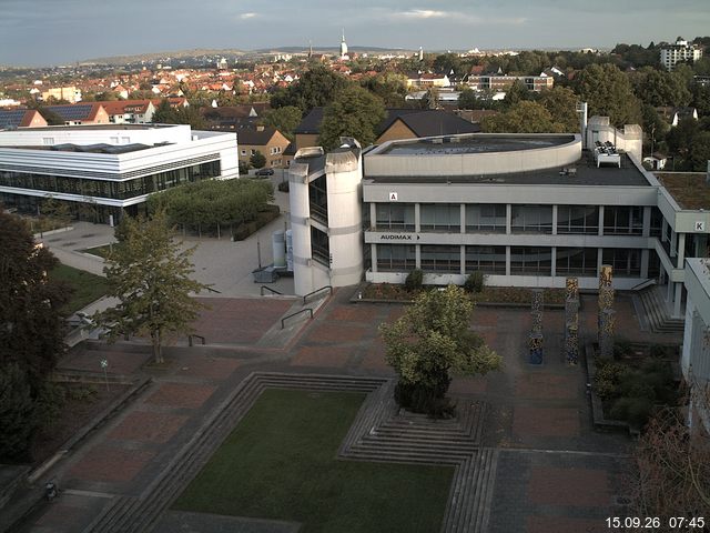 Foto der Webcam: Verwaltungsgeb&auml;ude, Innenhof mit Audimax, H&ouml;rsaal-Geb&auml;ude 1