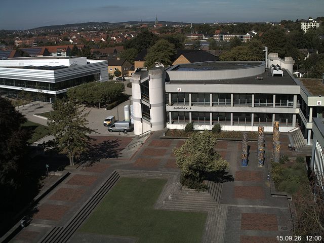 Foto der Webcam: Verwaltungsgeb&auml;ude, Innenhof mit Audimax, H&ouml;rsaal-Geb&auml;ude 1
