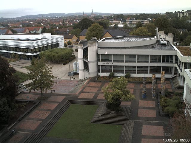 Foto der Webcam: Verwaltungsgeb&auml;ude, Innenhof mit Audimax, H&ouml;rsaal-Geb&auml;ude 1