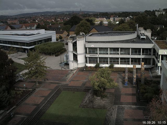 Foto der Webcam: Verwaltungsgeb&auml;ude, Innenhof mit Audimax, H&ouml;rsaal-Geb&auml;ude 1