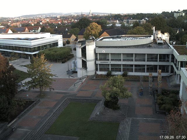 Foto der Webcam: Verwaltungsgeb&auml;ude, Innenhof mit Audimax, H&ouml;rsaal-Geb&auml;ude 1