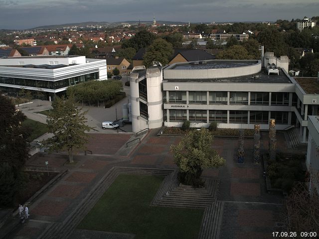 Foto der Webcam: Verwaltungsgeb&auml;ude, Innenhof mit Audimax, H&ouml;rsaal-Geb&auml;ude 1