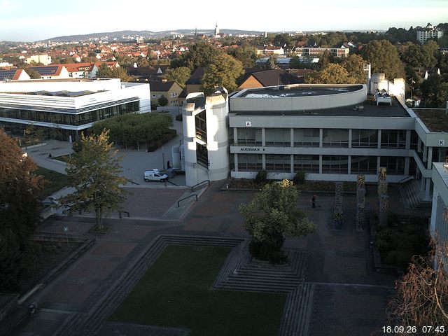 Foto der Webcam: Verwaltungsgeb&auml;ude, Innenhof mit Audimax, H&ouml;rsaal-Geb&auml;ude 1