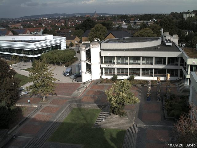 Foto der Webcam: Verwaltungsgeb&auml;ude, Innenhof mit Audimax, H&ouml;rsaal-Geb&auml;ude 1