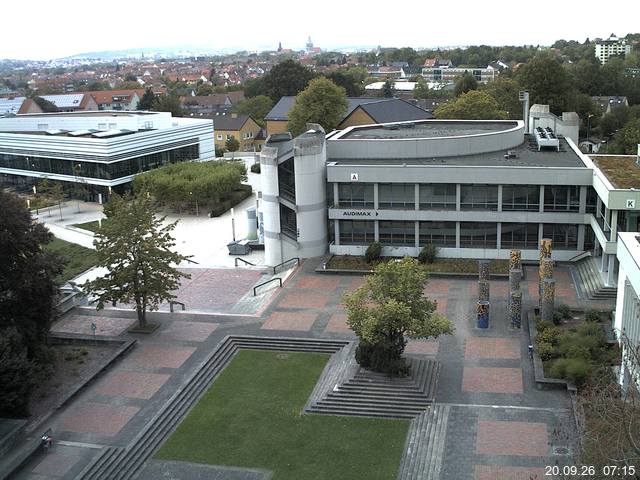 Foto der Webcam: Verwaltungsgeb&auml;ude, Innenhof mit Audimax, H&ouml;rsaal-Geb&auml;ude 1
