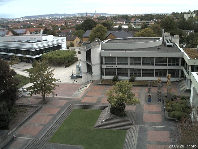 Foto der Webcam: Verwaltungsgeb&auml;ude, Innenhof mit Audimax, H&ouml;rsaal-Geb&auml;ude 1