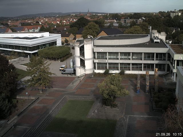 Foto der Webcam: Verwaltungsgeb&auml;ude, Innenhof mit Audimax, H&ouml;rsaal-Geb&auml;ude 1