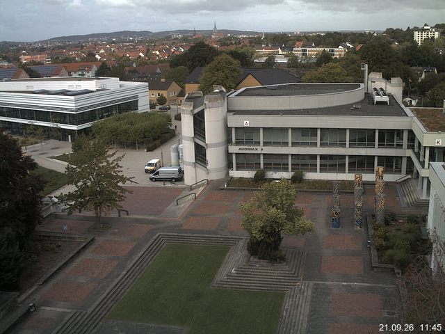 Foto der Webcam: Verwaltungsgeb&auml;ude, Innenhof mit Audimax, H&ouml;rsaal-Geb&auml;ude 1