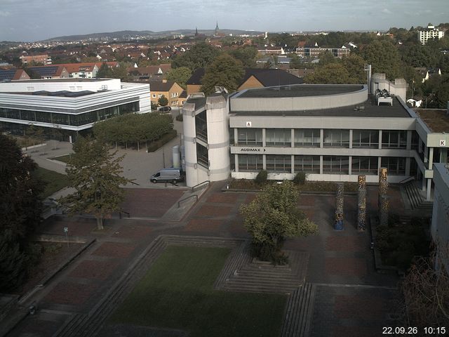 Foto der Webcam: Verwaltungsgeb&auml;ude, Innenhof mit Audimax, H&ouml;rsaal-Geb&auml;ude 1