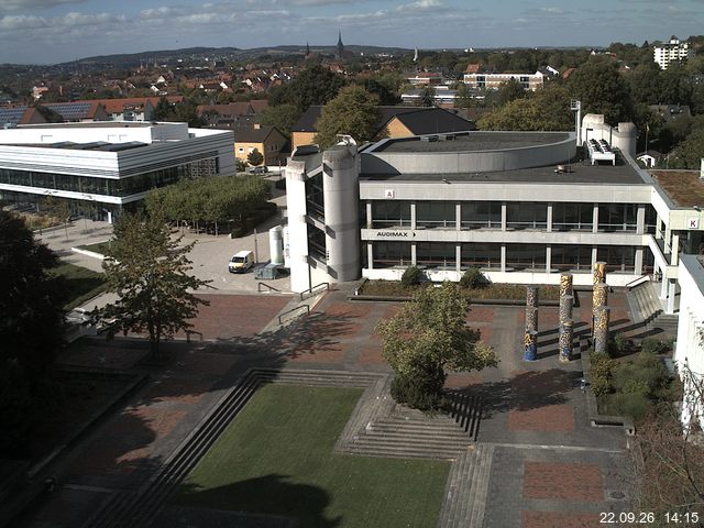 Foto der Webcam: Verwaltungsgeb&auml;ude, Innenhof mit Audimax, H&ouml;rsaal-Geb&auml;ude 1