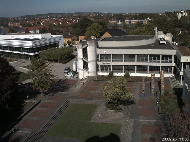 Foto der Webcam: Verwaltungsgeb&auml;ude, Innenhof mit Audimax, H&ouml;rsaal-Geb&auml;ude 1