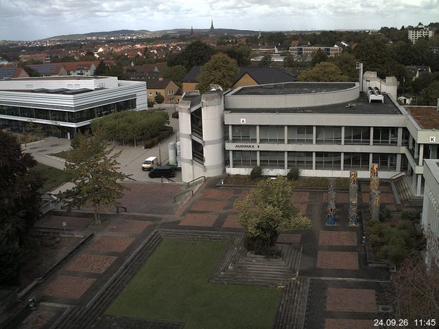 Foto der Webcam: Verwaltungsgeb&auml;ude, Innenhof mit Audimax, H&ouml;rsaal-Geb&auml;ude 1