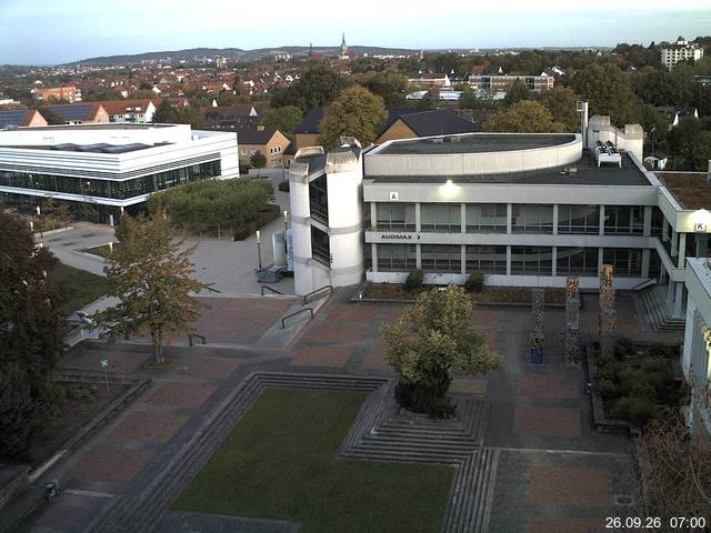 Foto der Webcam: Verwaltungsgeb&auml;ude, Innenhof mit Audimax, H&ouml;rsaal-Geb&auml;ude 1