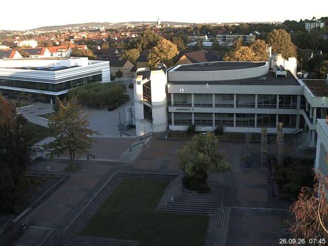 Foto der Webcam: Verwaltungsgeb&auml;ude, Innenhof mit Audimax, H&ouml;rsaal-Geb&auml;ude 1