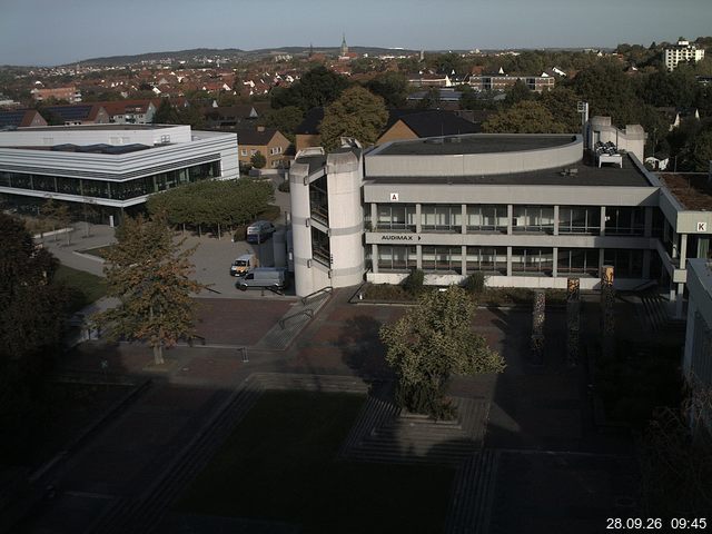 Foto der Webcam: Verwaltungsgeb&auml;ude, Innenhof mit Audimax, H&ouml;rsaal-Geb&auml;ude 1