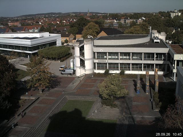 Foto der Webcam: Verwaltungsgeb&auml;ude, Innenhof mit Audimax, H&ouml;rsaal-Geb&auml;ude 1
