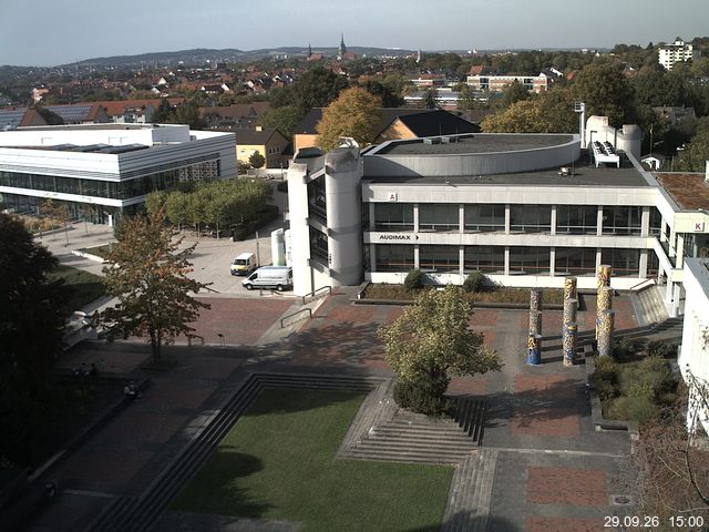 Foto der Webcam: Verwaltungsgeb&auml;ude, Innenhof mit Audimax, H&ouml;rsaal-Geb&auml;ude 1