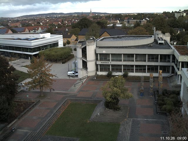 Foto der Webcam: Verwaltungsgeb&auml;ude, Innenhof mit Audimax, H&ouml;rsaal-Geb&auml;ude 1