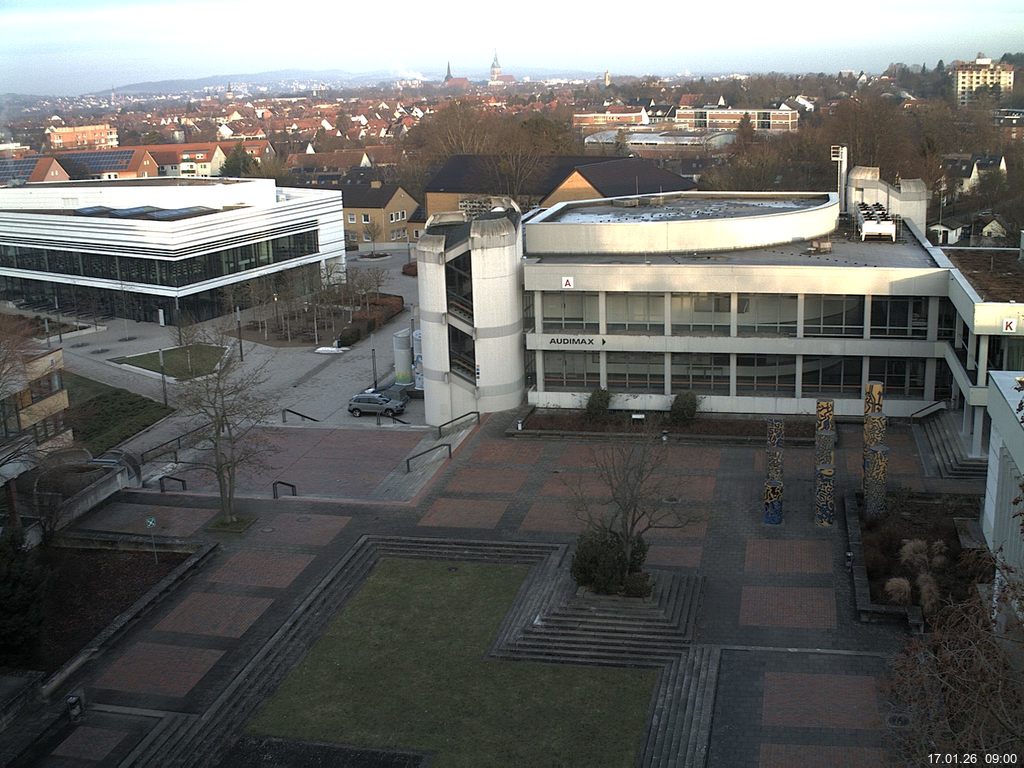 Foto der Webcam: Verwaltungsgeb&auml;ude, Innenhof mit Audimax, H&ouml;rsaal-Geb&auml;ude 1