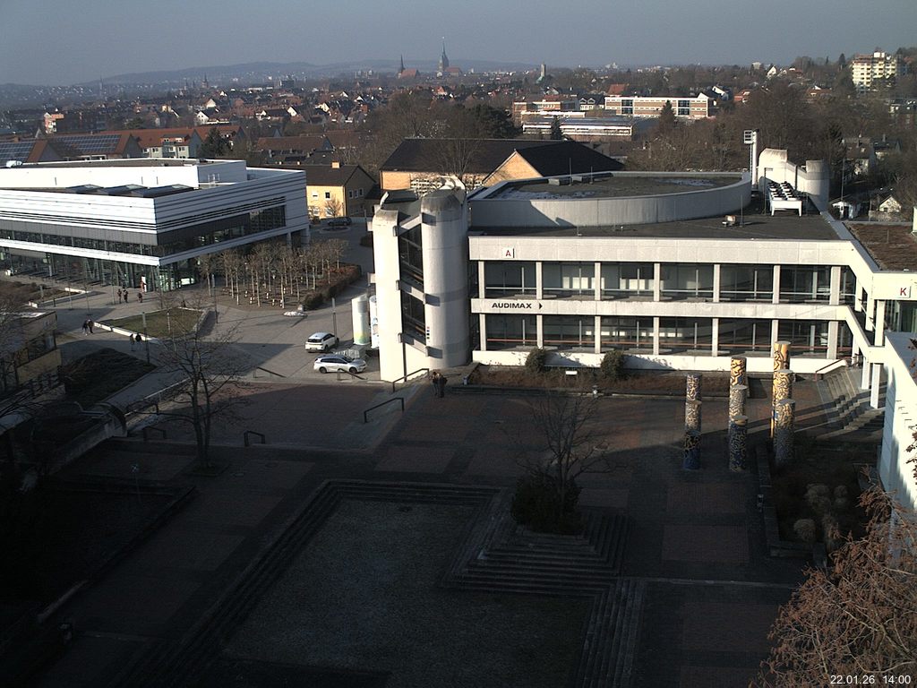 Foto der Webcam: Verwaltungsgeb&auml;ude, Innenhof mit Audimax, H&ouml;rsaal-Geb&auml;ude 1