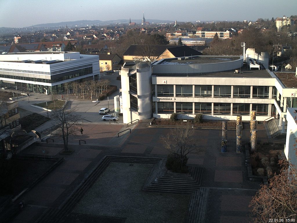 Foto der Webcam: Verwaltungsgeb&auml;ude, Innenhof mit Audimax, H&ouml;rsaal-Geb&auml;ude 1