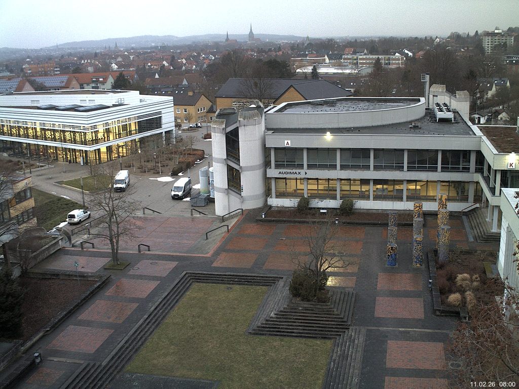 Foto der Webcam: Verwaltungsgeb&auml;ude, Innenhof mit Audimax, H&ouml;rsaal-Geb&auml;ude 1