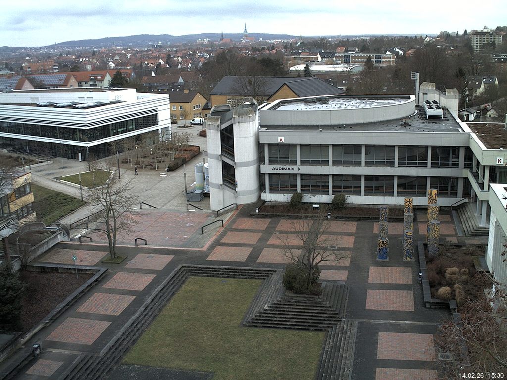 Foto der Webcam: Verwaltungsgeb&auml;ude, Innenhof mit Audimax, H&ouml;rsaal-Geb&auml;ude 1