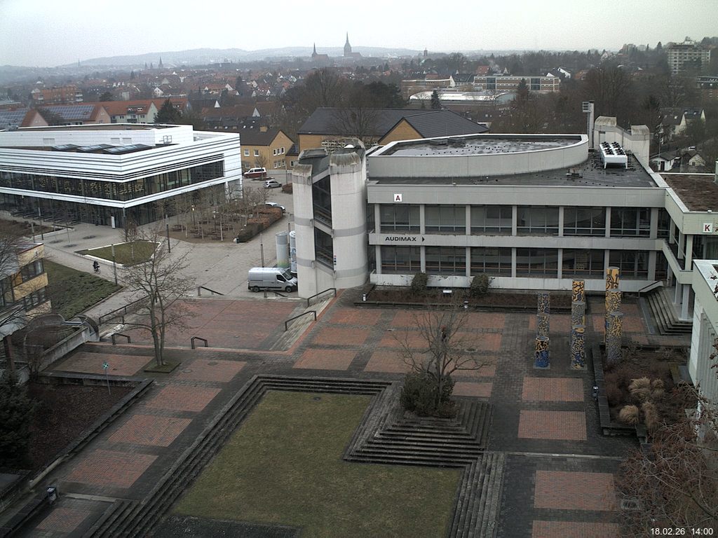 Foto der Webcam: Verwaltungsgeb&auml;ude, Innenhof mit Audimax, H&ouml;rsaal-Geb&auml;ude 1