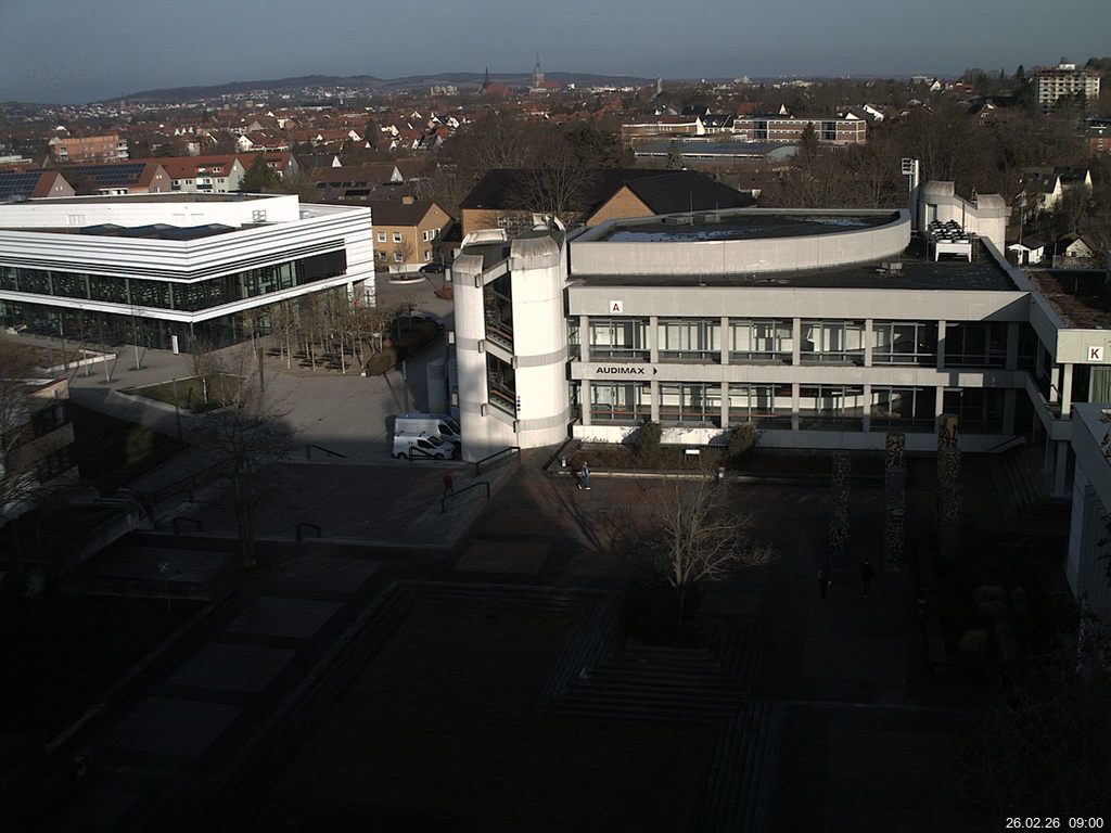 Foto der Webcam: Verwaltungsgeb&auml;ude, Innenhof mit Audimax, H&ouml;rsaal-Geb&auml;ude 1